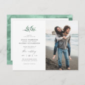 緑の水カラーのスプリング | ミニマル結婚ム写真 インビテーションポストカード (正面/裏面)