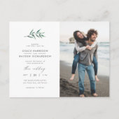 緑の水カラーのスプリング | ミニマル結婚ム写真 インビテーションポストカード (正面)