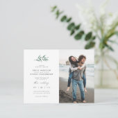緑の水カラーのスプリング | ミニマル結婚ム写真 インビテーションポストカード (スタンド正面)