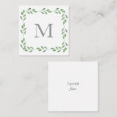 緑の水カラー葉の枠 ノートカード (正面/裏面)