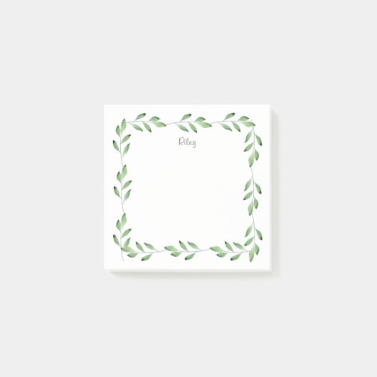 緑の水カラー葉の枠 ポストイット (正面)