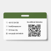 緑の水平企業のIDバッジ バッジ (裏面)