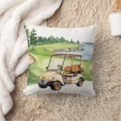 緑の水彩のゴルフカート クッション (ブランケット)