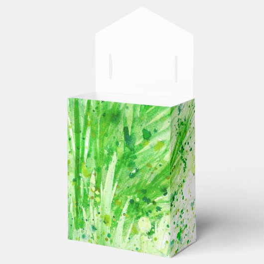 緑の水彩アート感謝していギフトボックス フェイバーボックス (オープン)