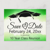緑の水彩クラス懇親会日付の保存 ポストカード (正面)