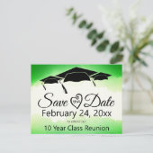 緑の水彩クラス懇親会日付の保存 ポストカード (スタンド正面)