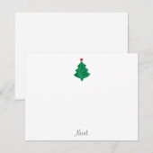 緑の水彩クリスマスツリーと赤い星 ノートカード (正面/裏面)