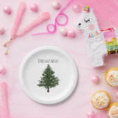 緑の水彩クリスマスパイン ペーパープレート (パーティー)