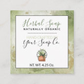 緑の水彩ハーブソープ / バス＆ボディハンギング スクエア名刺 (正面)