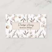 緑の水彩ピンク赤面インテリアデザイン 名刺 (正面)