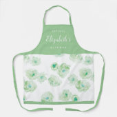 緑の水彩フローラパーソナライズされた料理 エプロン (正面)