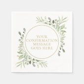 緑の水彩フローラ金ゴールド確認 スタンダードカクテルナプキン (正面)