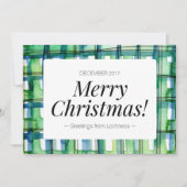 緑の水彩プレイドメリークリスマスカード シーズンカード (正面)