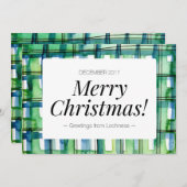 緑の水彩プレイドメリークリスマスカード シーズンカード (正面/裏面)