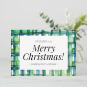 緑の水彩プレイドメリークリスマスカード シーズンカード (スタンド正面)