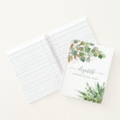 緑の水彩モノパーソナライズされたグラム ノートブック (内部)