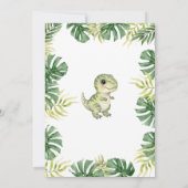 緑の水彩可愛い三レックス恐竜の誕生日 招待状 (裏面)