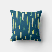 緑の水彩抽象芸術ブラシストロークのパターン クッション (正面)