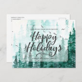 緑の水彩松 |おめでとう シーズンポストカード (正面/裏面)