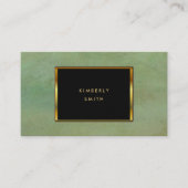 緑の水彩画のしぶきの黒の金ゴールドの名刺 名刺 (正面)