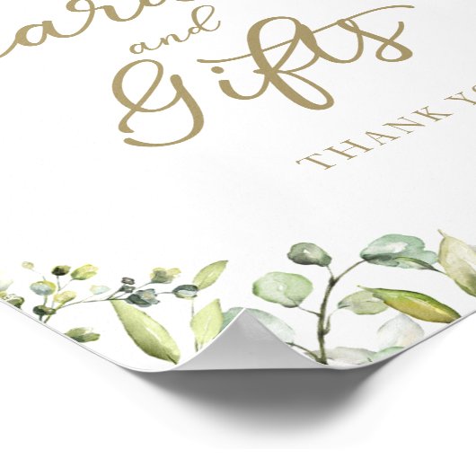 緑の水彩画のカードとギフトサイン ポスター (角)