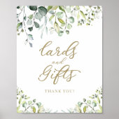 緑の水彩画のカードとギフトサイン ポスター (正面)