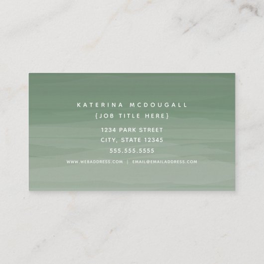 緑の水彩画のグラデーションで一般的なテンプレート 名刺 (裏面)