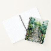 緑の水彩画のジャングルの橋 ノートブック (内部)