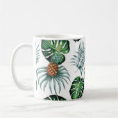 緑の水彩画のパイナップルはパターンを去ります コーヒーマグカップ (左)