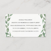 緑の水彩画の植物の月桂樹のリースのモダン 名刺 (裏面)