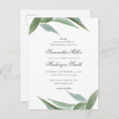 緑の水彩画の植物の葉の結婚 インビテーションポストカード (正面/裏面)