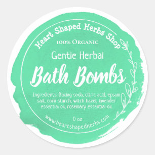 緑の水彩画の草のBathの爆弾 ラウンドシール