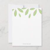 緑の水彩画はパーソナライズな文房具を去ります ノートカード (正面)