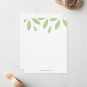 緑の水彩画はパーソナライズな文房具を去ります ノートカード (正面/裏面インサイチュ)