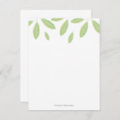 緑の水彩画はパーソナライズな文房具を去ります ノートカード (正面/裏面)