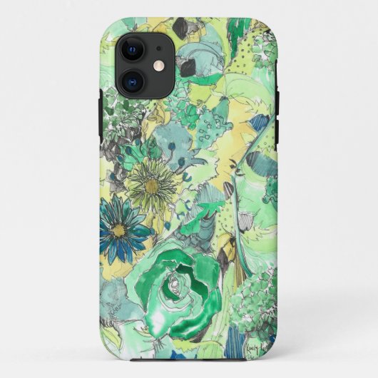 緑の水彩画は開花のiPhoneの箱をスケッチしました Case-Mate iPhoneケース (裏面)