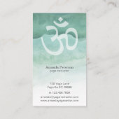 緑の水彩画グラデーションなOmのヨガのインストラクター 名刺 (裏面)