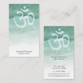 緑の水彩画グラデーションなOmのヨガのインストラクター 名刺 (正面/裏面)