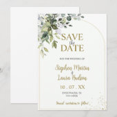  緑の水彩画 Save The Date 招待状 (正面/裏面)
