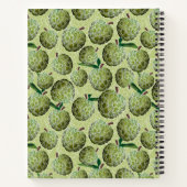 緑の水彩砂糖リンゴの模様 ノートブック (裏面)