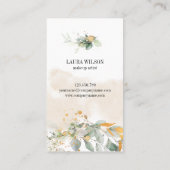 緑の水彩花と美しい目 名刺 (裏面)