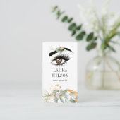 緑の水彩花と美しい目 名刺 (スタンド正面)