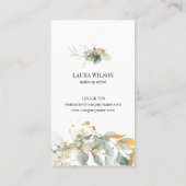 緑の水彩花と美しい目 名刺 (裏面)