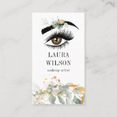 緑の水彩花と美しい目 名刺 (正面)