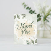 緑の水彩花模様 ポストカード (スタンド正面)