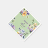 緑の水彩花結婚の スタンダードカクテルナプキン (角)