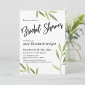緑の水彩葉ブライダルシャワー 招待状 (スタンド正面)