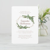 緑の水彩葉洗モダン礼 招待状 (スタンド正面)