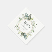 緑の水彩金ゴールド六角ブライダルシャワー スタンダードカクテルナプキン (角)