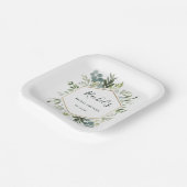 緑の水彩金ゴールド六角ブライダルシャワー ペーパープレート (傾斜あり)